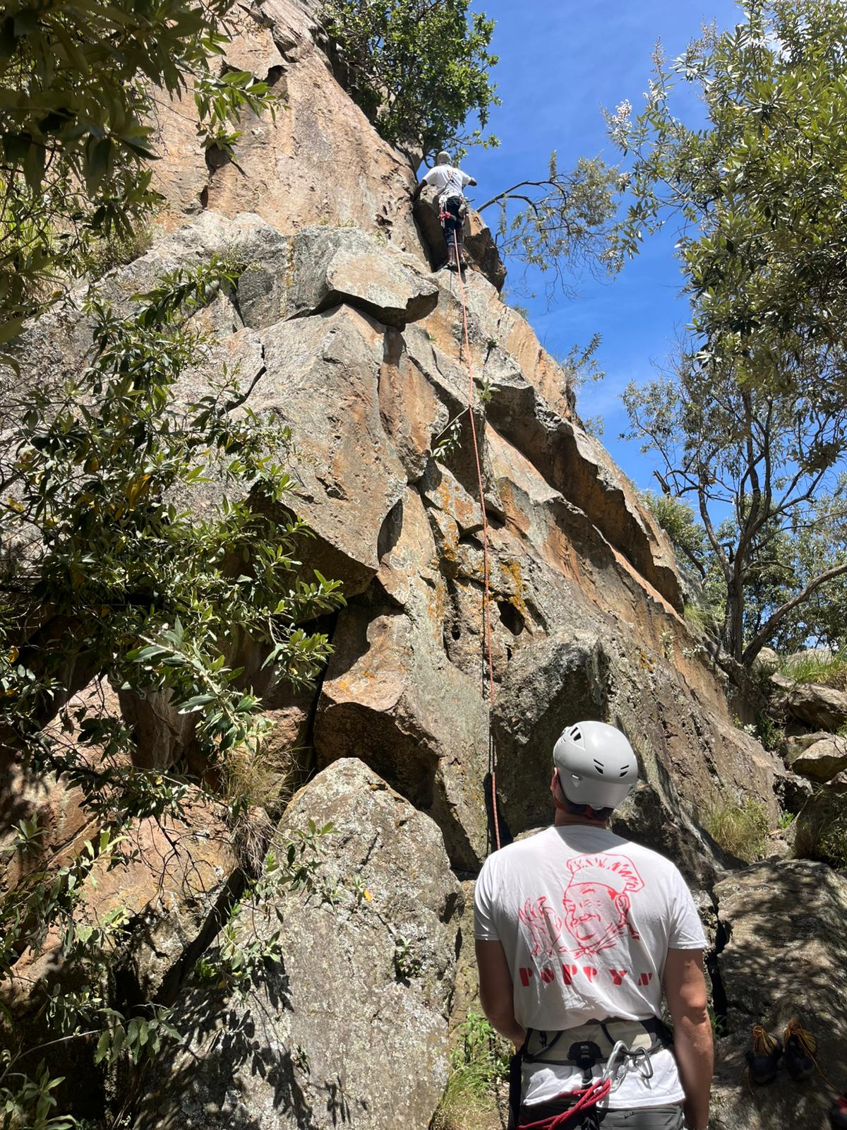 Rock climbing at Fischer's Tower, Hell's Gate National Park, Naivasha.